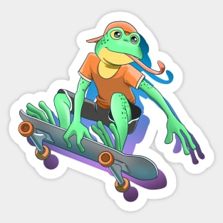 Skateboarding Frog Sticker